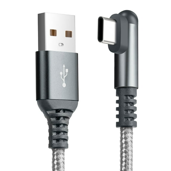 USB C Cable 10FT Right Angle, ROFAY 3.1A USB Type C Charger Cable Fast Charging Compatible with Galaxy A51 A71, S20 S10 Plus, Note 20 10 (Gray)