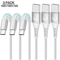 USB C Cable 10ft 3 Pack USB to Type C Cable Nylon Braided 3A C Charger Cable Fast Charging for Samsung Galaxy S23/S22/S21/S20/S10/S9/S8/Note 20/10/LG/Moto/More USB-C Device