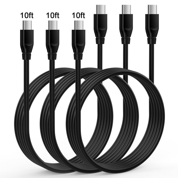 USB C Cable 10ft,USB C to USB C Cable 10ft,HAOANO 3PACK Charging Cable 10ft USBC Type C Fast Charging Cord Charger Compatible with Samsung Android Charger Type C,Black