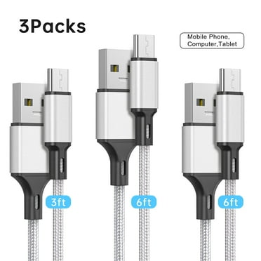 Cshidworld USB C Cable 2.4A Fast Charging Cable, 3Pack 3/6/6 FT, Premium Nylon Fast Charging Cables,Compatible with iPhone 15 Samsung Galaxy Note 10/10  Plus/9/8, S20 S10 S9 S8 Plus,Silver