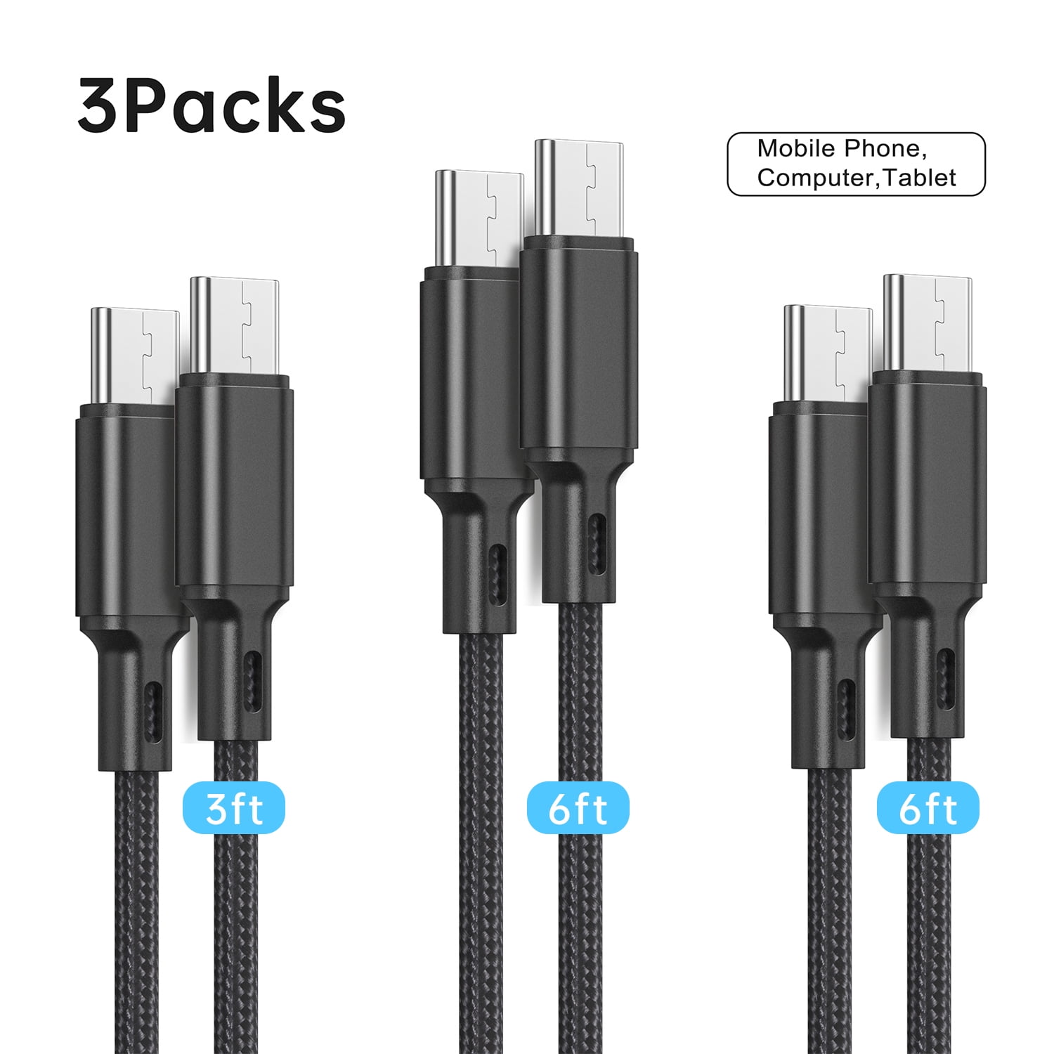  SOOPII 100W PD USB C to USB C Cable, [2-Pack 1ft] Type C Cable  with Smart LED Indicator for lPhone 15/15 Pro/Plus/Pro Max, lPad Air/lPad  Pro, MacBook Pro, Samsung Galaxy S23/S21/S10/S9/Plus 