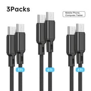 USB C to USB C Cable [3/6/6 ft, 3-Pack], Type C Charger Cord Compatible for iPhone 15 Samsung Galaxy S22 S21 S20 Ultra 5G Note 20/10, Pixel 7 6 Pro 5 4 3 2 XL & USB-C Laptop Tablet, Color(Black)