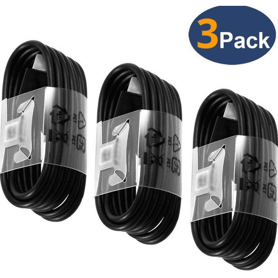 USB C Cable, [3-Pack, 5 ft] Type C Charger Premium USB Cable , USB A to Type C Charging Cable Fast Charge for Samsung Galaxy Tab A7 10.4 (2020) - Black