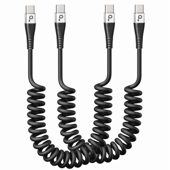 USB C Cable 3A Fast Charging 5FT Coiled USBC to USBC Charger Cable for Car, Short USB Type C Cord for iPhone 17/16/15/Pro/Plus/Pro Max/Samsung Galaxy S23, Compatible All Type C Devices-2Pack