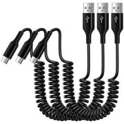 USB C Cable 3ft,USB C to USB A Cable 3ft,3PACK ABCPOW Coiled Type C Charging Cable USBC Type C Fast Charging Cord Charger Compatible with Samsung Android Charger Type C