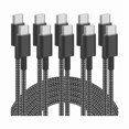 thumbnail image 1 of USB C Cable, 5Pack 6FT USB C to USB C Cable 60W(3A) Nylon Braided Type C Fast Charging Cord for iPhone 16/16 Plus/16 Pro Max/15/15 Plus/15 Pro Max,MacBook Pro, iPad Pro Air, Samsung S24/S24 Ultra/S23, 1 of 7