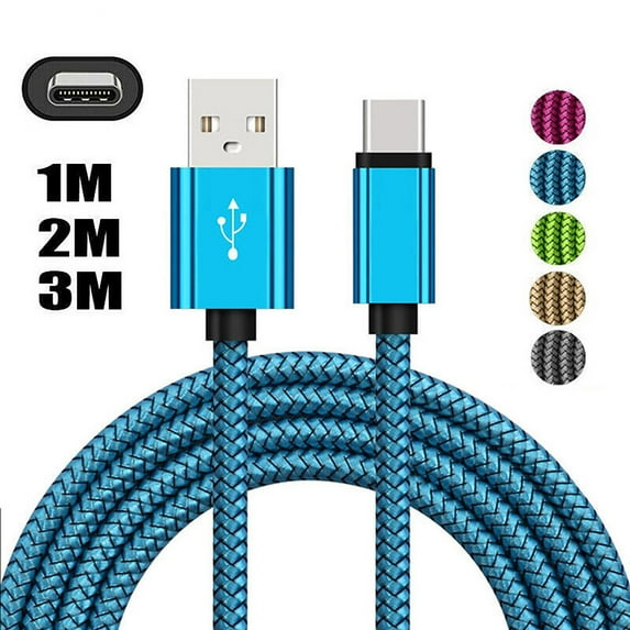 USB C Cable 6.6ft, 3A Fast Charging, Nylon Braided USB A to Type C Charger Cable for Samsung Galaxy S9 S8 Note 9 Note 8 Galaxy Note 20 10 S21 S20 S10 Plus(Blue)