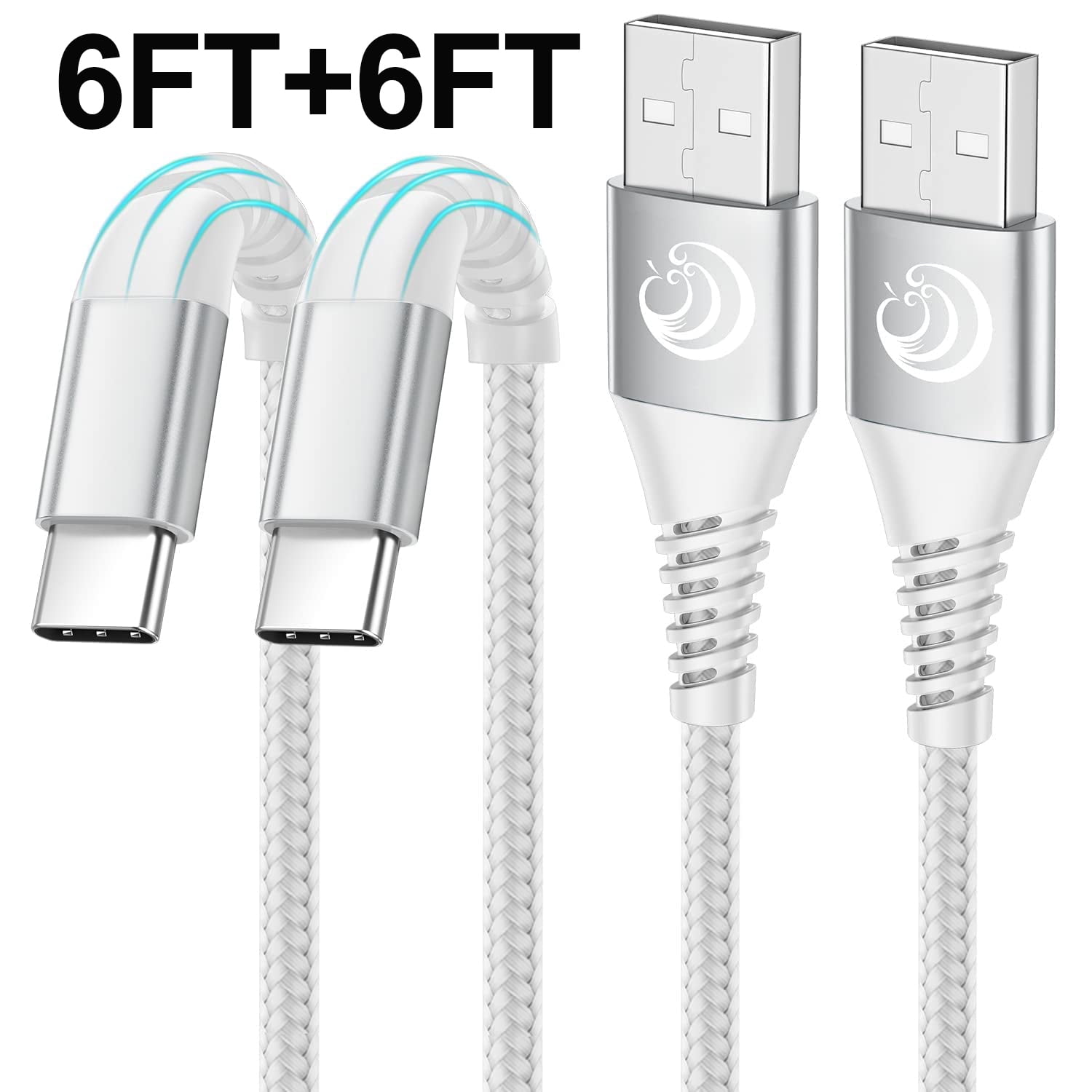 Android Auto Type C Cable, 3FT 6FT 2-Pack USB C Charger Cable Fast Charging
