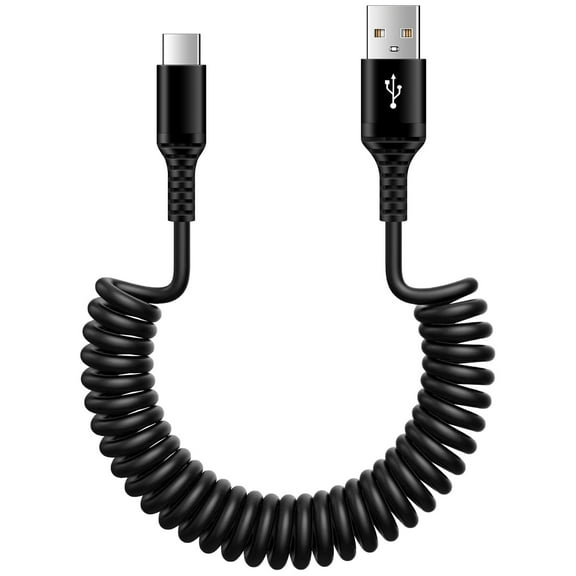 USB C Cable 6ft,USB C to USB A Cable 6ft,ABCPOW Coiled Type C Charging Cable USBC Type C Fast Charging Cord Charger Compatible with Samsung Android Charger Type C