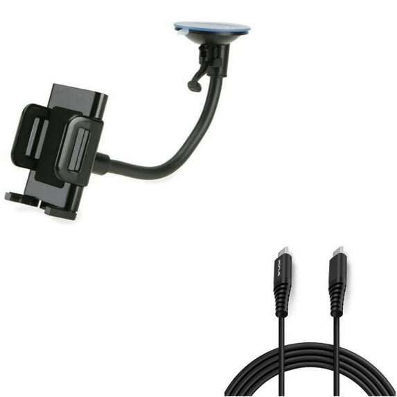 USB-C Cable + Car Mount for Samsung Galaxy Z Fold4/Fold 3 5G/Flip4 Phones - 10ft Long Fast Charge Power Cord (Type-C to Type-C) and Dash Windshield Holder Cradle Combo