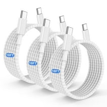 USB C to USB C Cable Charger for Apple Certified 60W 3-Pack 10ft Long Type C Fast Charging Cable Cord for iPhone 15 Pro Max Plus Samsung S23 Note 20 iPad Pro Air Mini MacBook Air Case