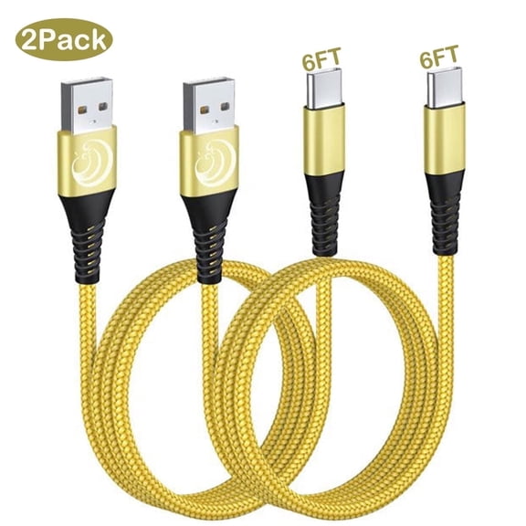 USB C Cable, Phone Charger Cord USB C Charger Cable 6ft 2Pack, Compatible with Samsung Galaxy C-type Charger Cable for Fast Charging, Gold Color