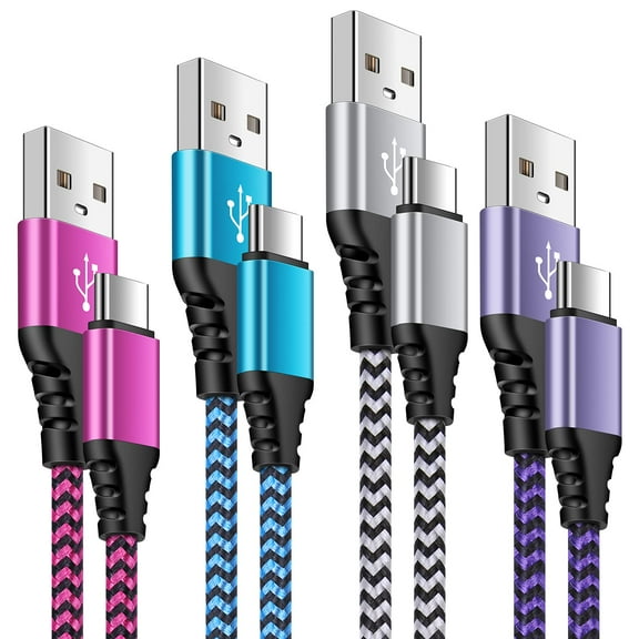 USB C Cable,SixSim USB A to USB C Cables 6ft 4pack Android Type C Charger Charging Cords 3A Fast USB C Charger Cables Nylon Braided USB C Charging Cable USB to Type C Cable 6ft(Rose,White,Purple,Blue)