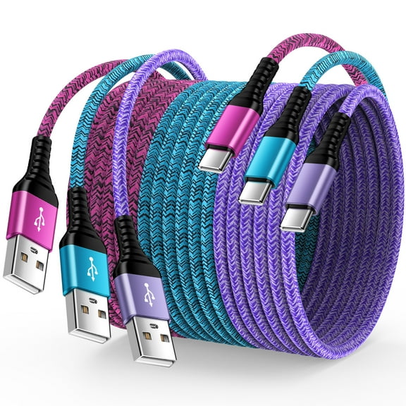 USB C Cable, Type C Cables 10FT Hootek 3 Pack Type C Charging Cable USB Cable Cord Type C to USB A Cord Android Type C Charging Cords Phone Cables Fast charging cable for Samsung, Multicolor