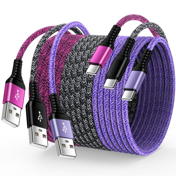 USB C Cable, Type C Cables 10FT Hootek 3 Pack Type C Charging Cable USB Cable Cord Type C to USB A Cord Android Type C Charging Cords Phone Cables Fast charging cable for Samsung, Multicolor