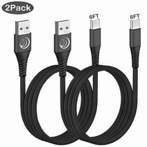 USB C Cable, Type C Charger 3A Fast Charging Cable 6 ft 2 Pack, Aioneus Phone USB-C Charger Cord for Samsung Galaxy LG Google Pixel, Black