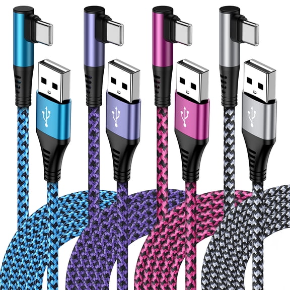 USB C Cable,USB A to USB C Cable 6ft 4Pack SixSim Nylon Braided Right Angle Android Type C Charger Cable Fast Charging Cord USB C Charging Cables USB to Type C Cable 6ft for Samsung,Multicolor