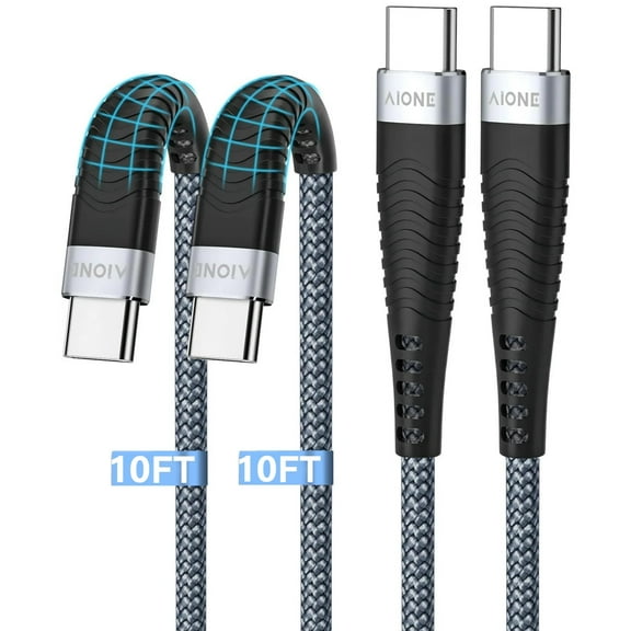 USB C Cable USB C to USB C Charger Cord, 10ft 2Pack Type-C Charger Cable 60W/3A Fast Charging Cable Compatible with iPhone16/15, MacBook, iPad, Samsung Galaxy