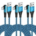 thumbnail image 1 of USB C Cable,USB a to USB C Cable 6ft 3Pack FiveBox Nylon Braided Right Angle Fast USB C Charging Cord Type C Charger Cord for Samsung,Black Blue, 1 of 7