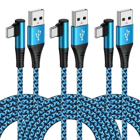 USB C Cable,USB a to USB C Cable 6ft 3Pack FiveBox Nylon Braided Right Angle Fast USB C Charging Cord Type C Charger Cord for Samsung,Black Blue price history and forecast - FiveBox