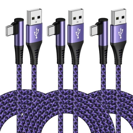 USB C Cable,USB a to USB C Cable 6ft 3Pack FiveBox Nylon Braided Right Angle Fast USB C Charging Cord Type C Charger Cord for Samsung,Black Purple price history and forecast - FiveBox