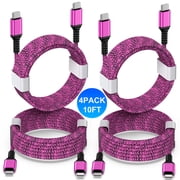 USB C Cables 10ft,ABCPOW 4Pack USB C to USB C Cable Nylon Braided 3A Fast Type C Charging Cable USB C Charger Cable 10Feet Compatible for iPhone16 15 Samsung Android Phone Charger Cord Type C Charger