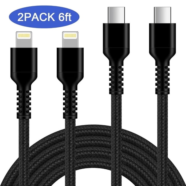 HAOANO 2PACK USB C iPhone Charger Cables 6ft,Nylon Braided Type C ...