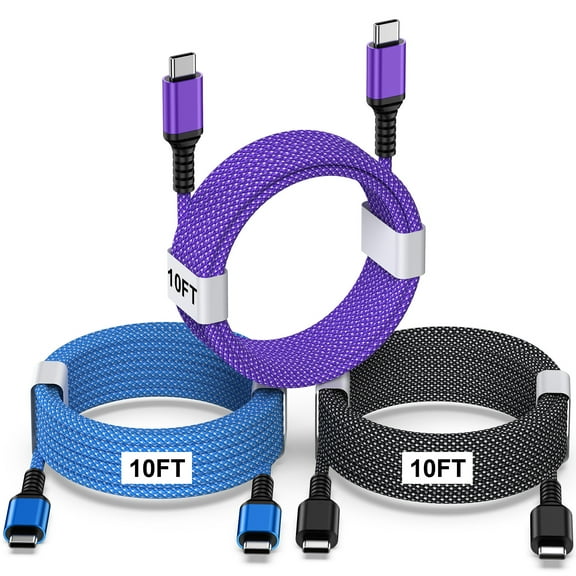 USB C Cables,ABCPOW 3Pack PD60W USB C to USB C Cable 10ft Type C Charging Cable USB C Charger Cable 10Feet Compatible for iPhone16 15 Samsung Android Phone Charger Cord Type C Charger Fast Charging
