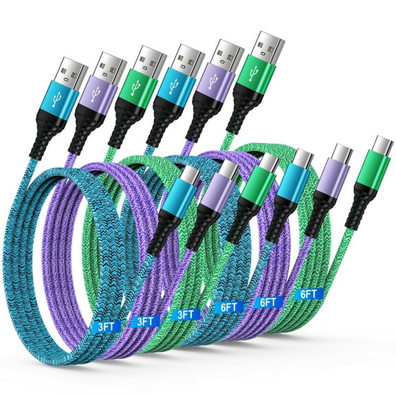USB C Cables,ABCPOW 6PACK Type C Charging Cable 3ft6ft Type C Cables 3ft6ft USB A to USB C Charger Cable Type C Cable High Speed Android Phone Charger Cords Type C Charger Fast Charging Cables