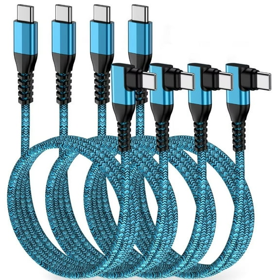 USB C Cables,ABCPOW USB C to USB C Type C Charging Cable 6ft Type C Cables 6ft-4PACK Right Angle 90 Degree High Speed Phone Fast Charger for Android Type C Charger Cord