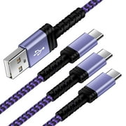 USB C Cables,HopePow 3PACK Android Charger Type C USB A to Type C Charger Fast Usb/C Charging Cables 6ft Hign Speed Phone Charger for Samsung,Purple