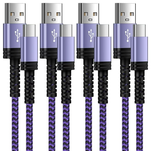 USB C Cables,HopePow 4PACK Android Charger Type C USB A to Type C Charger Fast Usb/C Charging Cables 6ft Hign Speed Phone Charger for Samsung,Purple