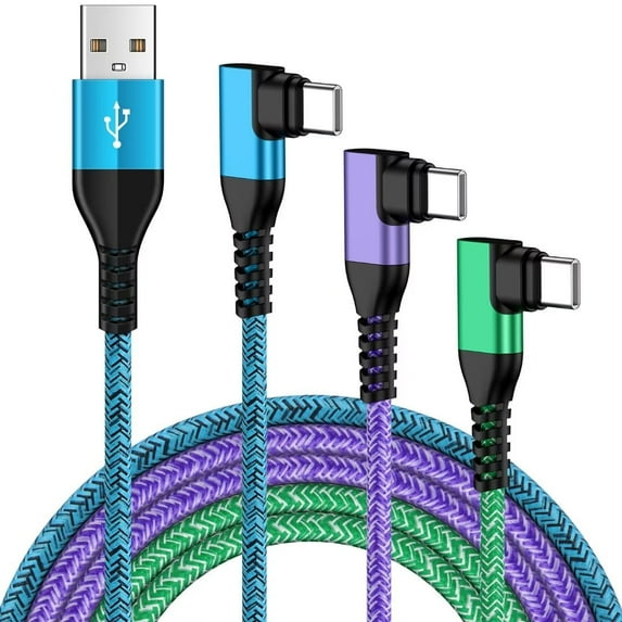 USB C Cables,Type C Fast Charging Cable 6ft USB C Cables 6ft-3PACK,ABCPOW Right Angle 90 Degree USB A to USB C Type C Cable High Speed Fast Charger for Android Type C Charger Phone Cord for Samsung