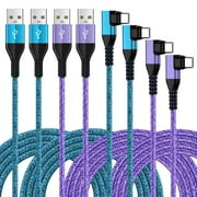 USB C Cables,Type C Fast Charging Cable 6ft USB C Cables 6ft-4PACK,ABCPOW Right Angle 90 Degree USB A to USB C Type C Cable High Speed Fast Charger for Android Type C Charger Phone Cord for Samsung
