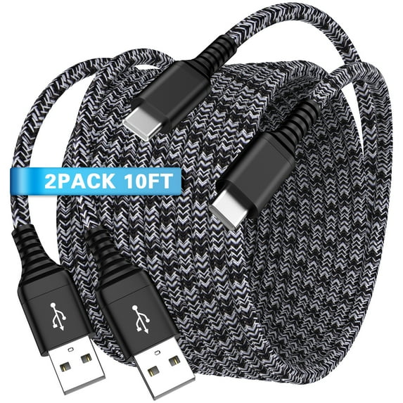 USB C Cables, Type C USB Cables 10FT Hootek 2 Pack Type C Charging Cable USB-C Cable Cord Type C to USB A Cable Android Type C Charging Cords Phone Cables for Samsung, Black