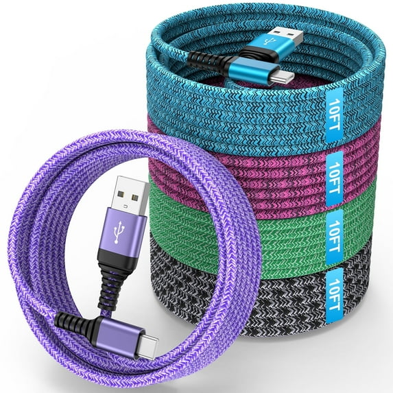 USB C Cables, Type C USB Cables 10FT Hootek 5 Pack Type C Charging Cable USB-C Cable Cord Type C to USB A Cable Android Type C Charging Cords Phone Cables for Samsung, mixed