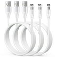 thumbnail image 1 of USB C Cables,Type C USB Cables 6ft-3PACK,HAOANO USB Type C to USB a Cable Android Type C Charger Charging Cords USB-C Phone Cables,White, 1 of 6