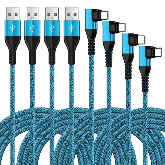USB C Cables,Type C Fast Charging Cable 6ft USB C Cables 6ft-4PACK,ABCPOW Right Angle 90 Degree USB A to USB C Type C Cable High Speed Fast Charger for Android Type C Charger Phone Cord for Samsung