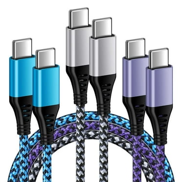USB C Cables,USB C to USB C Cable 6ft 3 Pack FiveBox PD Android Fast Charging Cord USB C to Type C Charger Cables for Samsung(Blue+Purple+White)