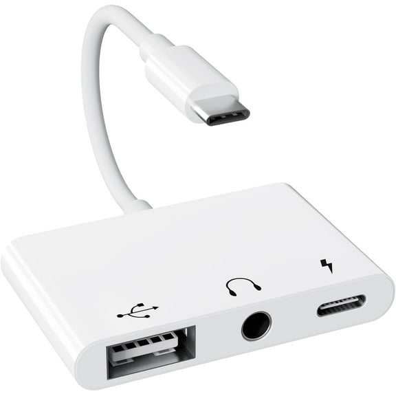 USB-C Camera Adapter and 3.5mm Headphone Audio Jack Adapter with 60W PD Fast Charging, 3 in 1 USB OTG Adapter for iPhone 15, iPad Pro,Galaxy S22 S21 S20/Note 20,Pixel 4 3 XL,Huawei