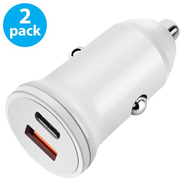 Dual USB 2-Port DC Car Charger 2.1A Adapter – White (3-Pack)