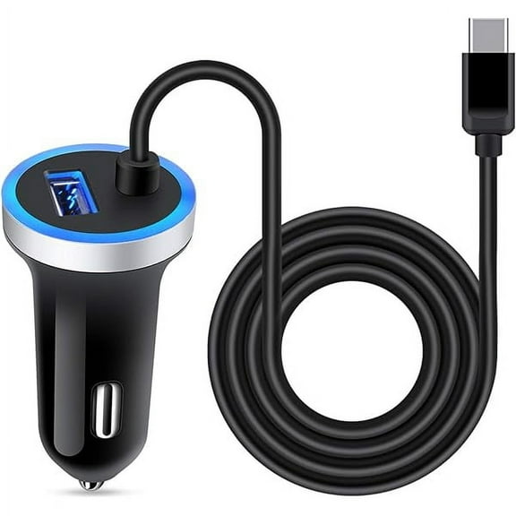 USB C Car Charger, 3.4A Fast Charging Car Adapter+3ft Type C Cable for Samsung Galaxy S25 S24 S23 S22 S21 S20 S10 Note 20 A10E A20 A50 A51 A71,LG Stylo 6/5/4 G7 V60 ThinQ Moto G8 G7 Google Pixel 4 3a