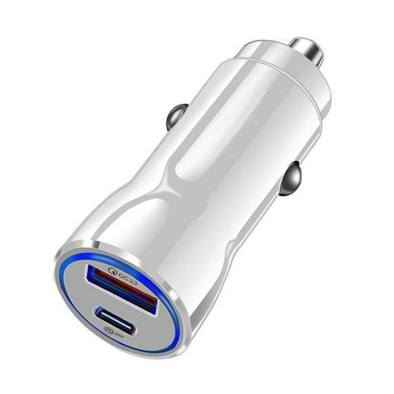 USB C Car Charger 30W Fast USB Car Charger PD&QC 3.0 Dual Port Car Adapter Compatible with iPhone 12/12 Pro/Max/12 Mini/iPhone 11/Pro/Max/XR/XS/Max/8, Galaxy S21/20/10/9