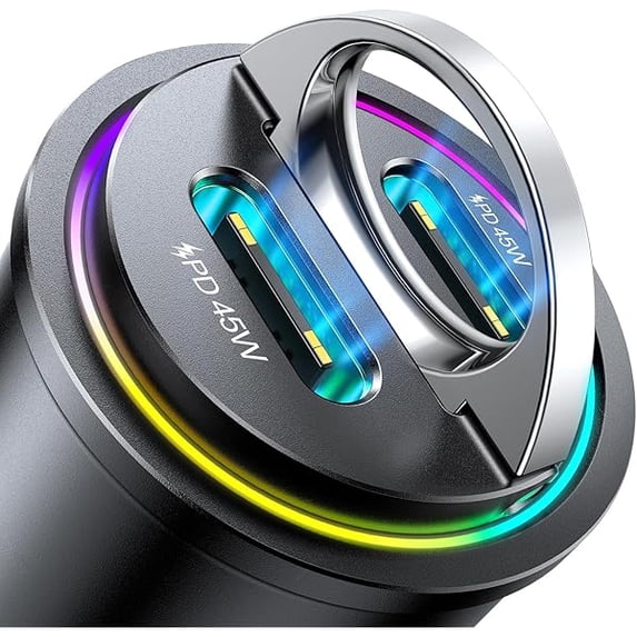 USB C Car Charger, 90W Fast Car Charger Adapter, Dual PD45W+PD45W Car Phone Charger Port Fast Charging Metal Cigarette Lighter USB Charger for iPhone 15 Pro Max/Plus/Samsung S24 Ultra