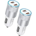 thumbnail image 1 of USB C Car Charger Adapter,AILKIN 2PACK 60W PD3.0 USB Type C Car Charger for iPhone Fast USB Dual Port Car Cigarette Lighter Socket,Silver, 1 of 5