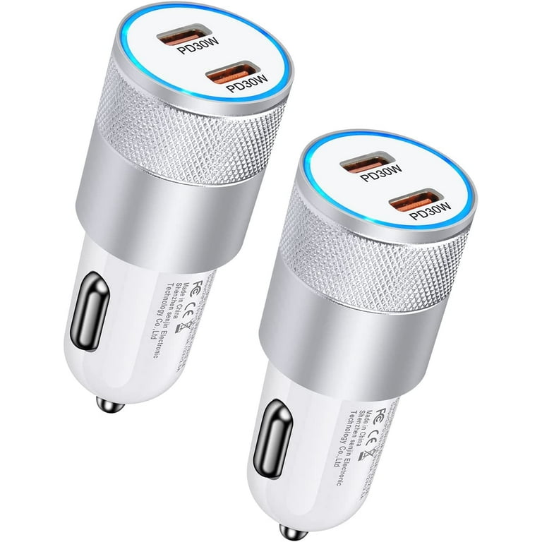 AILKIN 2PACK 60W PD3.0 USB C Car Charger Adapter Dual Port Multiple Cellphone Charging Multiport Phone Silver Walmart