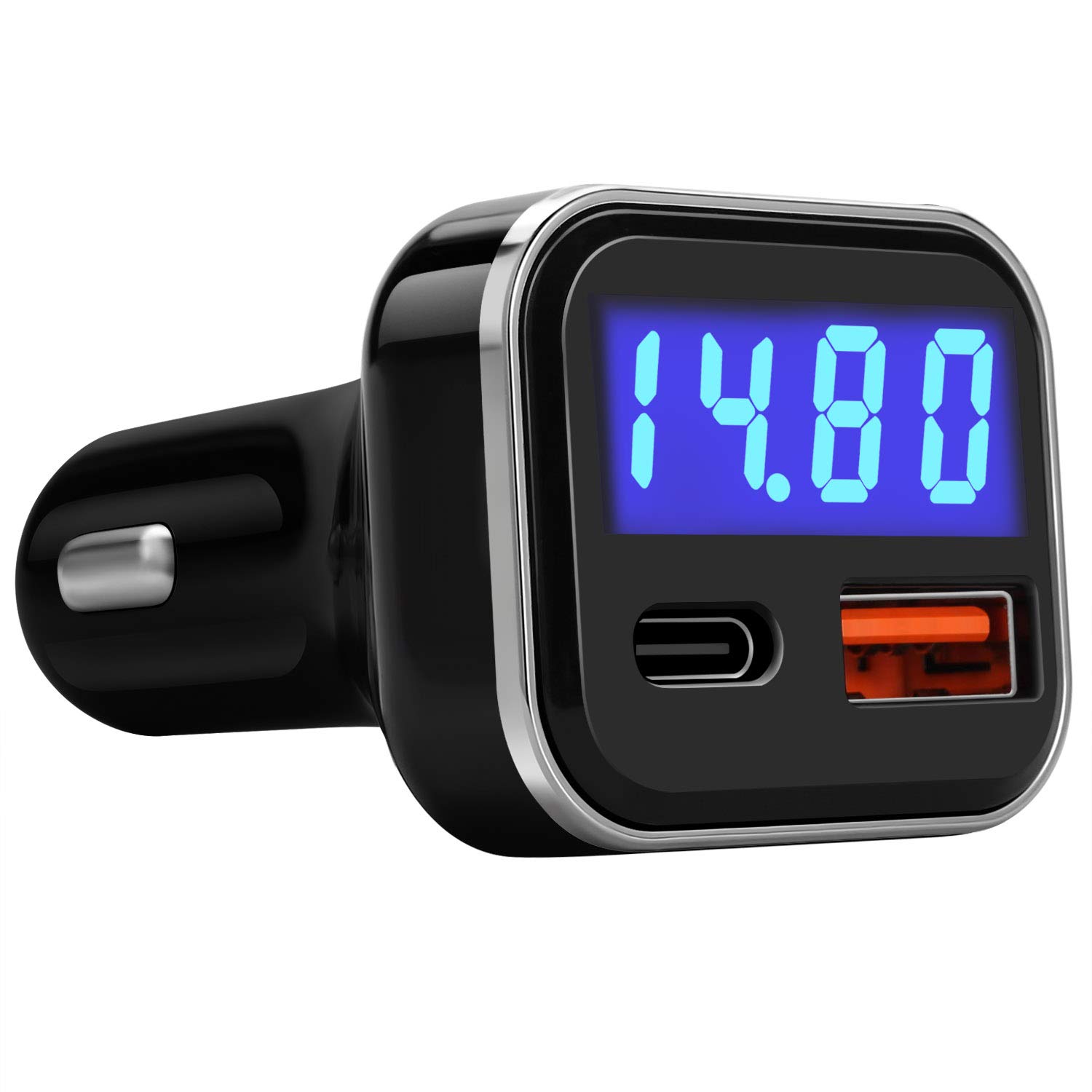 USB C Car Charger Adapter with Voltage Meter Battery Monitor, 30W