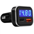 USB C Car Charger Adapter with Voltage Meter Battery Monitor, 30W