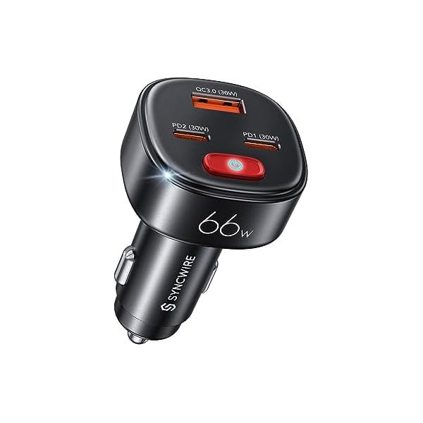 USB C Car Charger with [Battery Leakage Prevention] 66W Super Fast Charging Car Adapter with PD & QC 3.0 Compatible with iPhone 15/15 Pro Max/Samsung Galaxy/Google Pixel/Android, iPad Pro