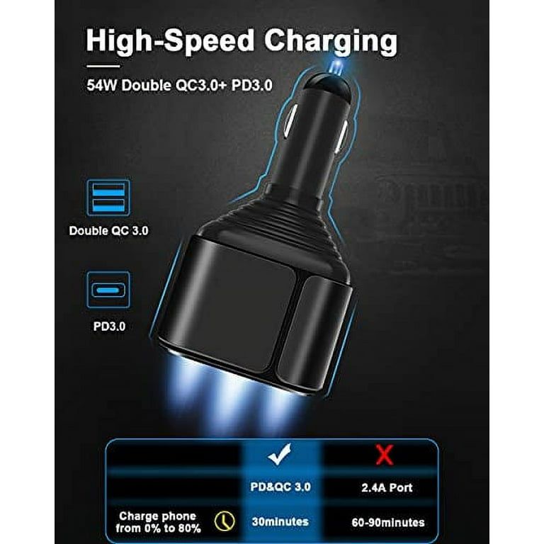 USB C Car Charger, Blsyetec [PD3.0+Dual QC3.0] 54W Fast Car